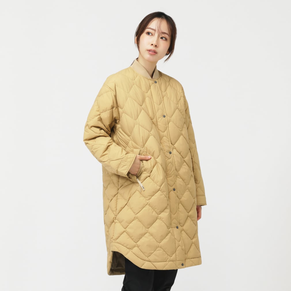 RIB COLLAR QUILTED DOWN COAT W(ベージュ-M)