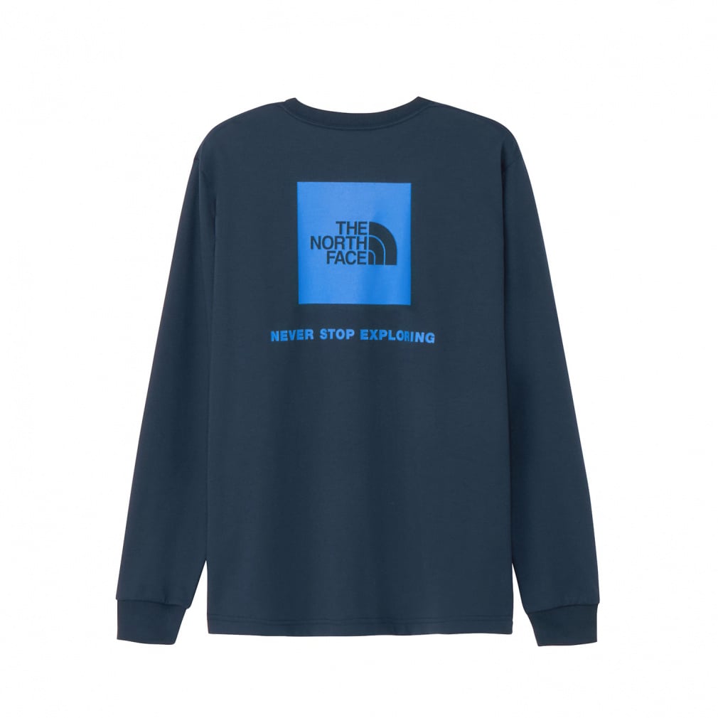 L/S Back Square Logo Tee ロングスリーブバックスクエアロゴティー(ネイビー×ブルー-S)