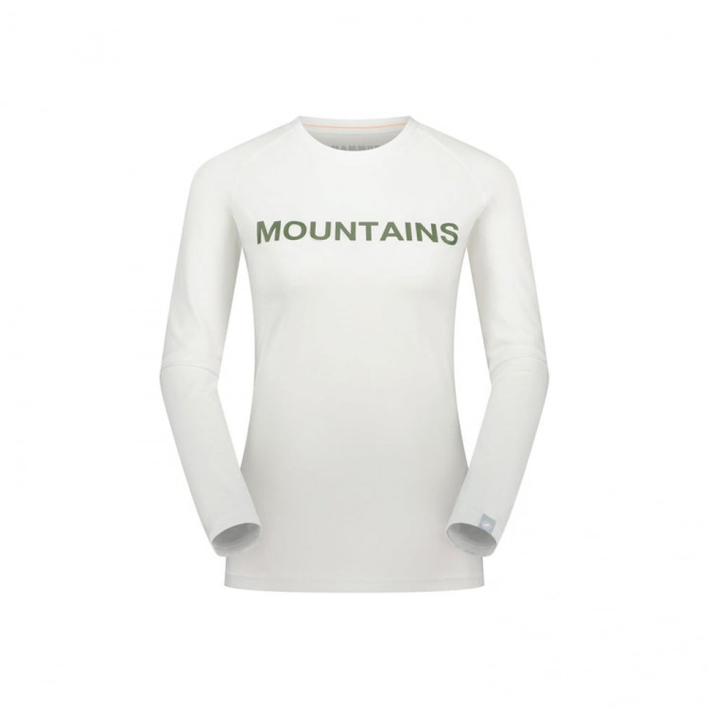 キューディー ロゴ プリント ロングスリーブ Tシャツ アジアンフィット ウィメン(ホワイト-S)