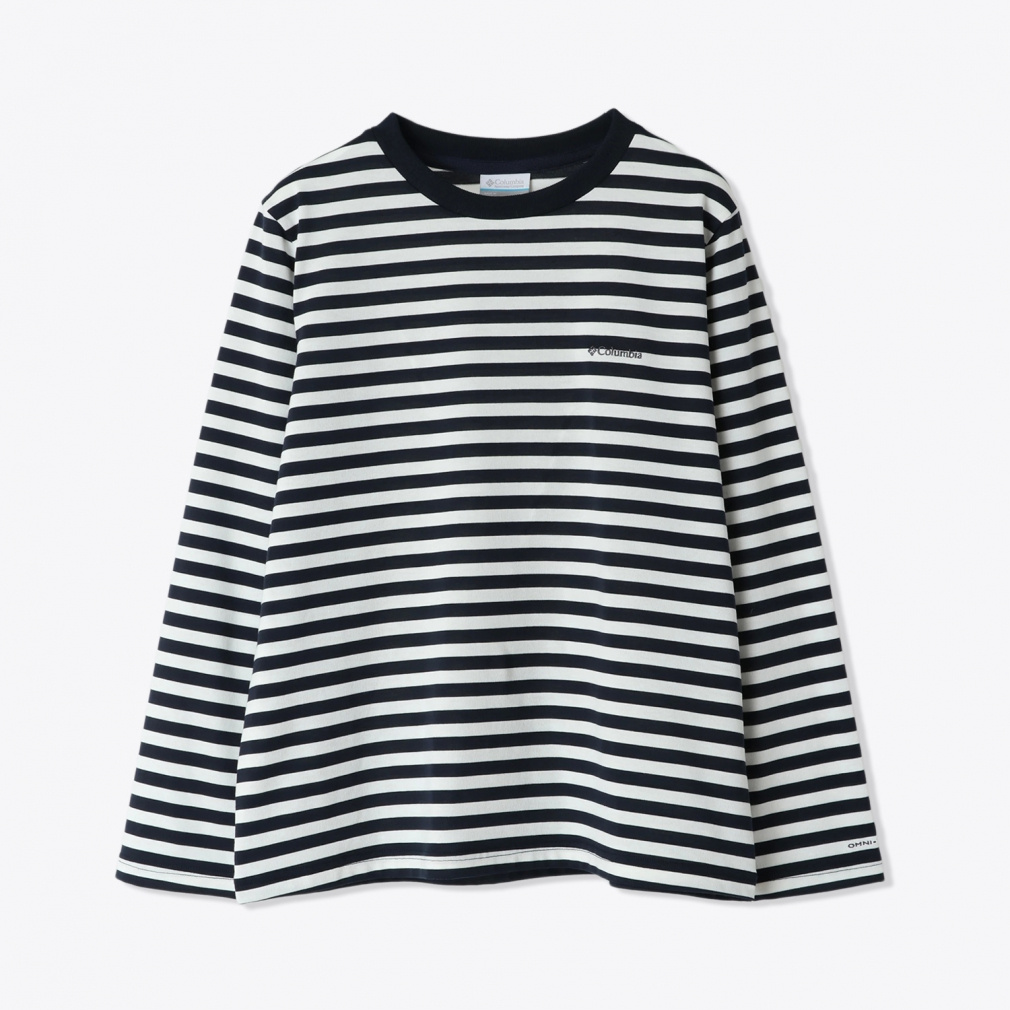 ウィメンズクレストトゥーフォレストロングスリーブクルー(ネイビー×ホワイト-S)