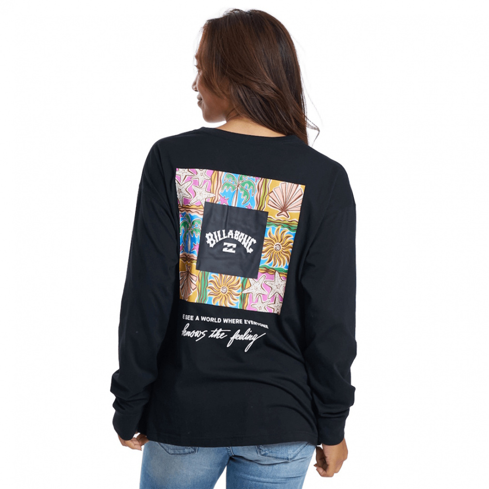 SQUARE LOGO BOY FIT LS TEE(ブラック-M)