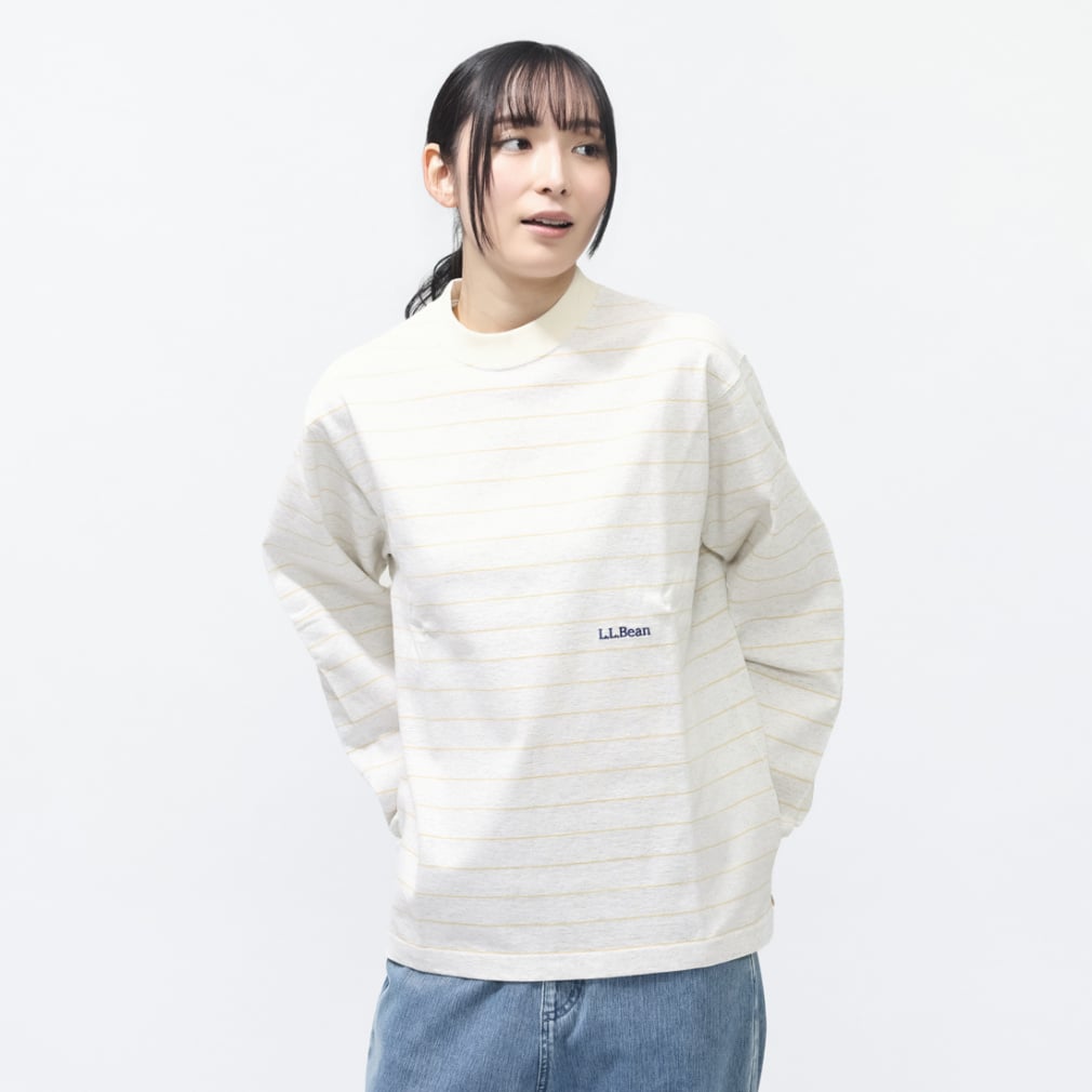 Union Long-Sleeve Striped Tee(ライトグレー×イエロー-M)