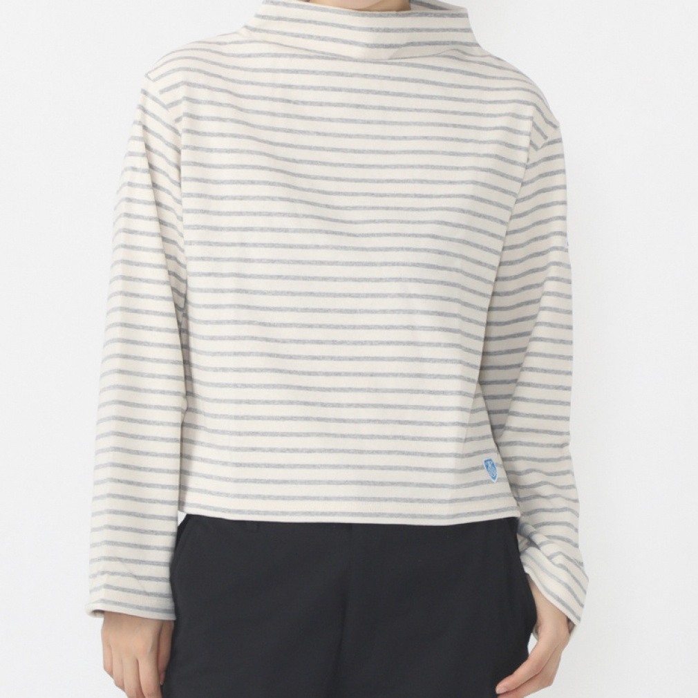 BOTTLE NECK L/S P.O.(クリーム×ライトグレー-1)