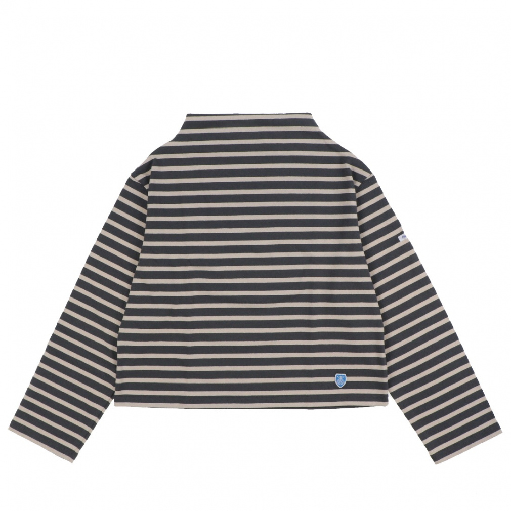 BOTTLE NECK LONG SLEEVE P.O.(ダークグレー×クリーム-1)