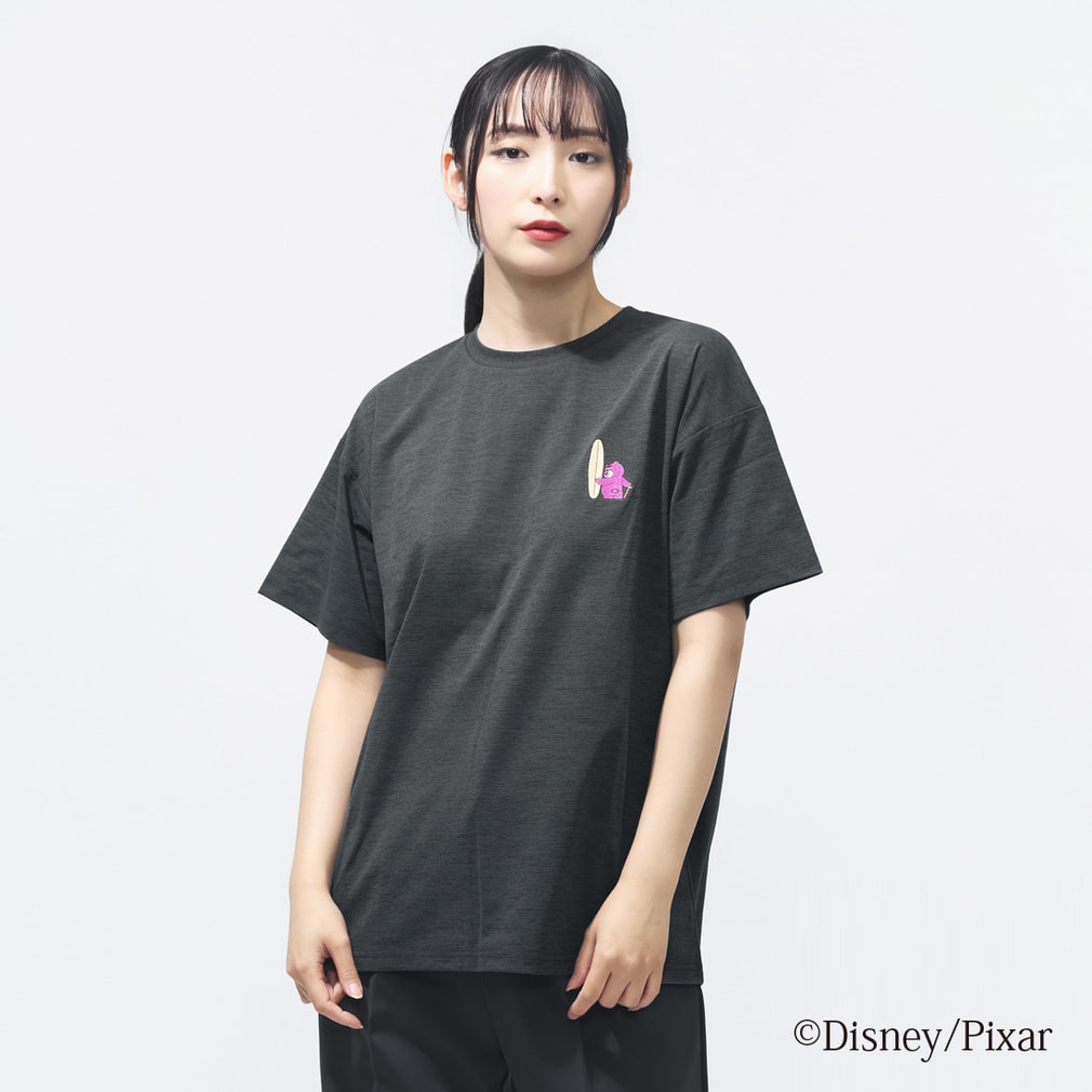 UVカットドライグラフィックTシャツ サーフ TIGORA(チャコールグレー-S)