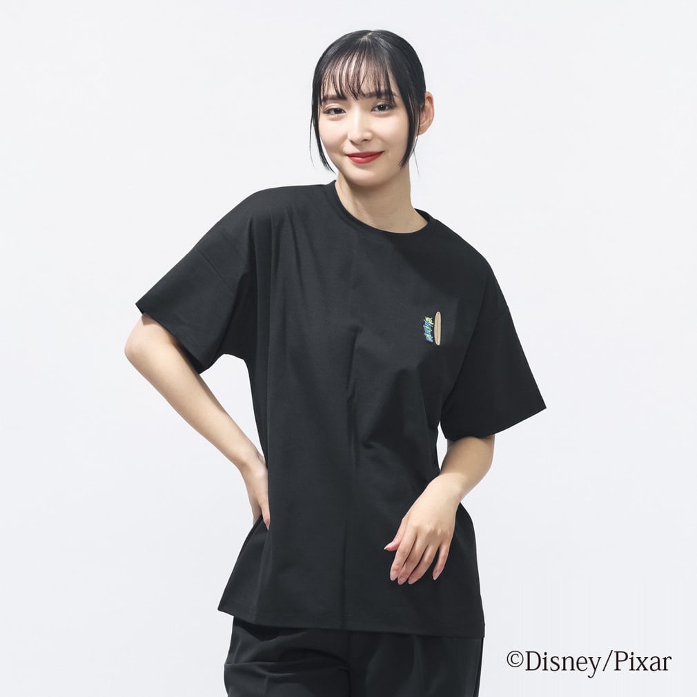 UVカットドライグラフィックTシャツ サーフ TIGORA(ブラック-S)