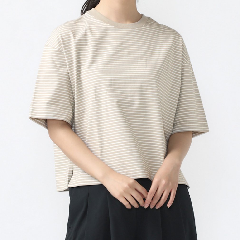ティゴラ レディース 半袖 Tシャツ コットンオーバーサイズTシャツ ボーダー TR-9C2164TS スポーツウェア TIGORA