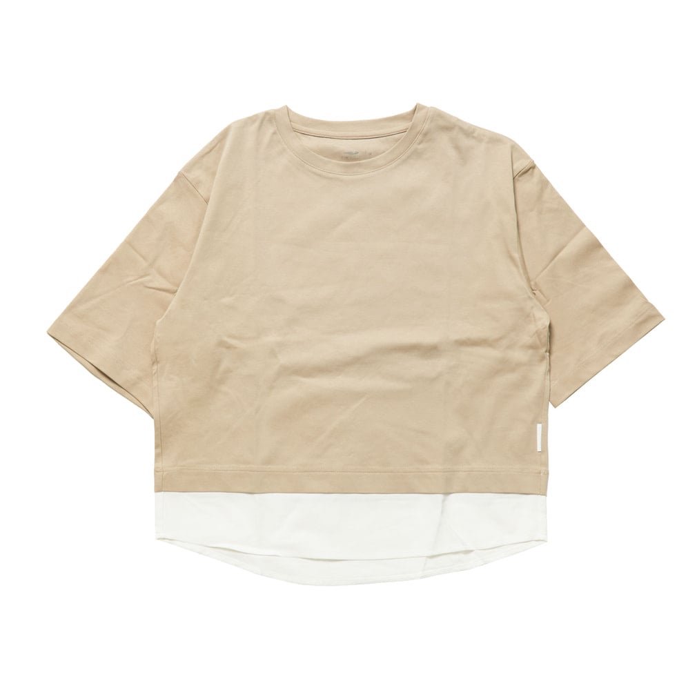 UVカットコットンレイヤードTシャツ(ベージュ-S)