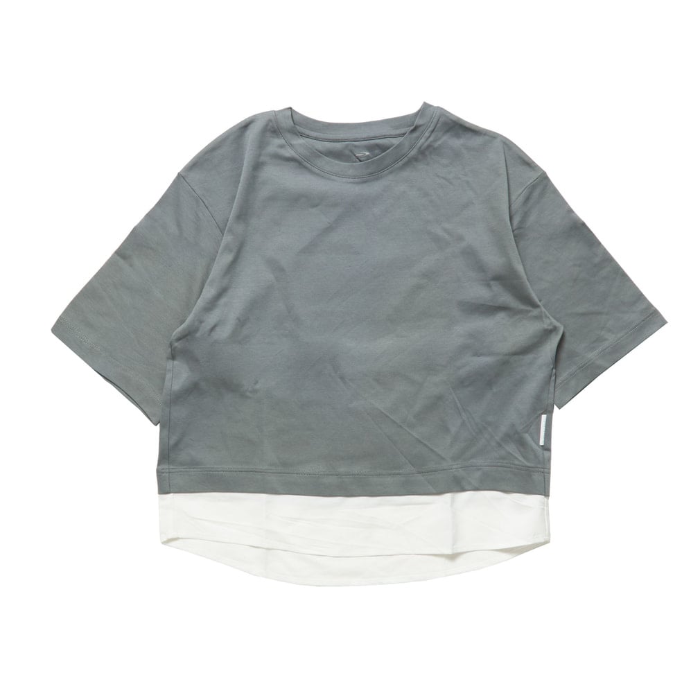 UVカットコットンレイヤードTシャツ(グレー-S)