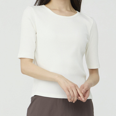 UVカットリブTシャツ(オフホワイト-S)