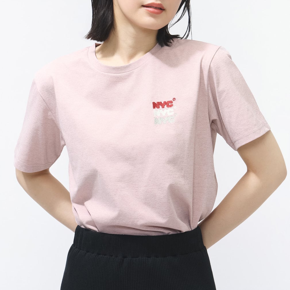 UVカットドライグラフィックTシャツ ワンポイント(ピンク-S)