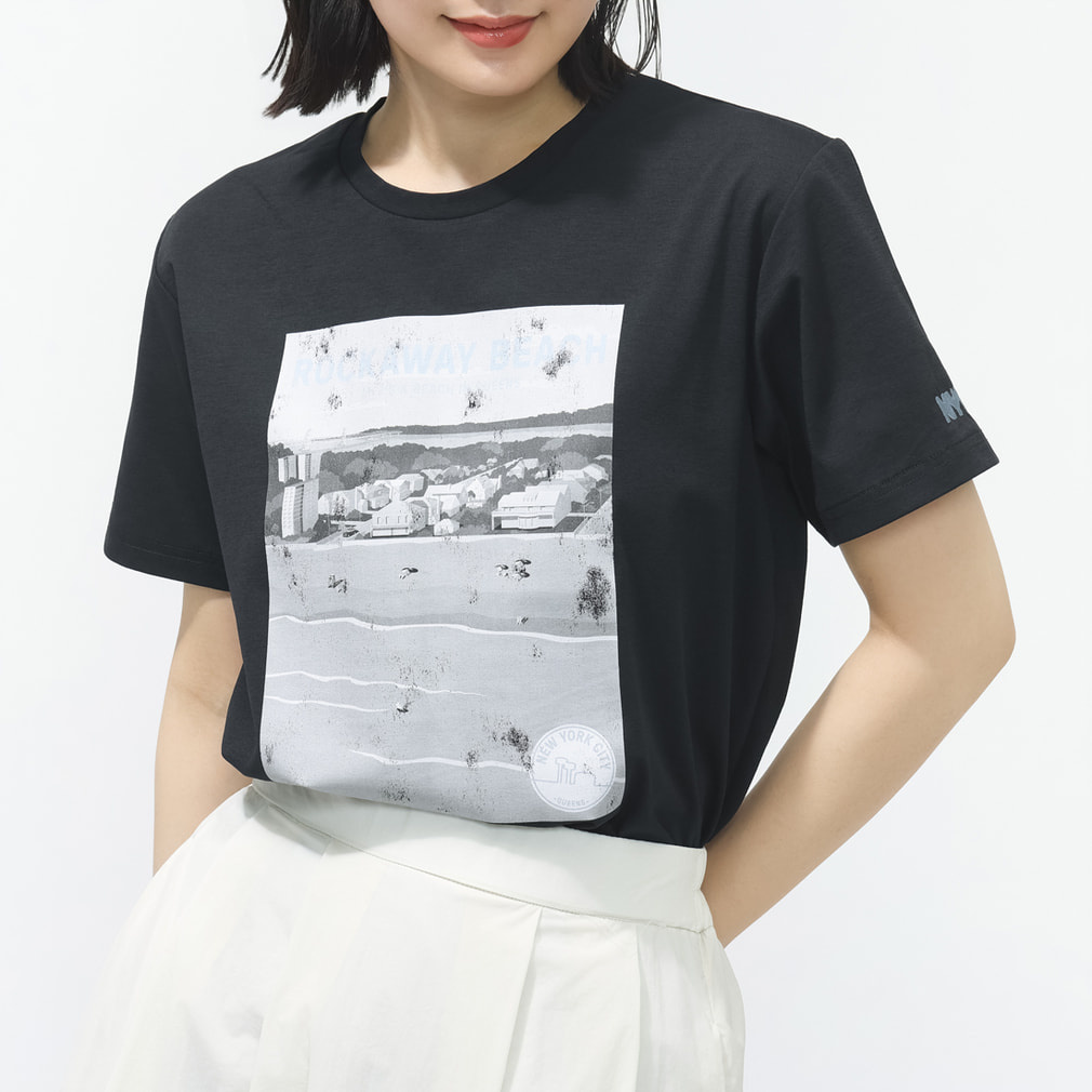 UVカットドライグラフィックTシャツ ポスター(ブラック-S)