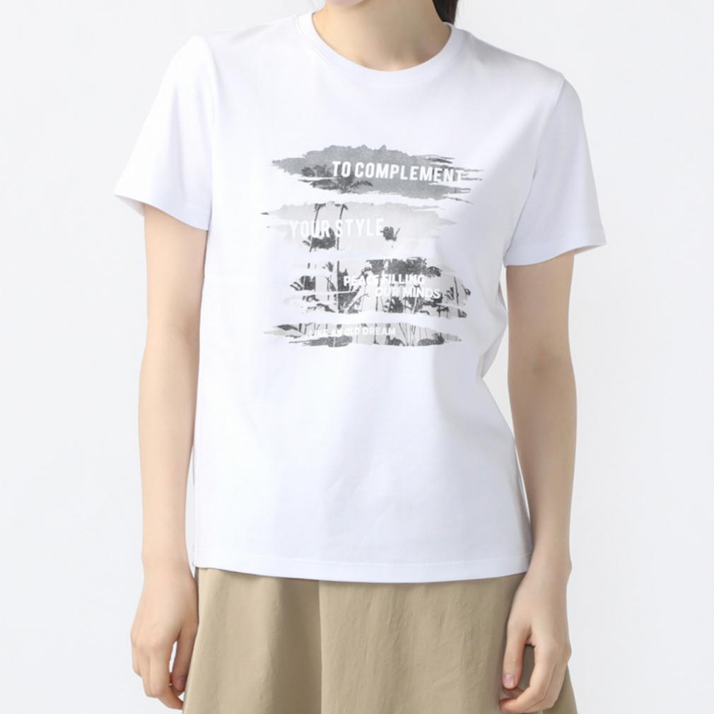 CVCスムースTシャツ マリン(ホワイト-S)