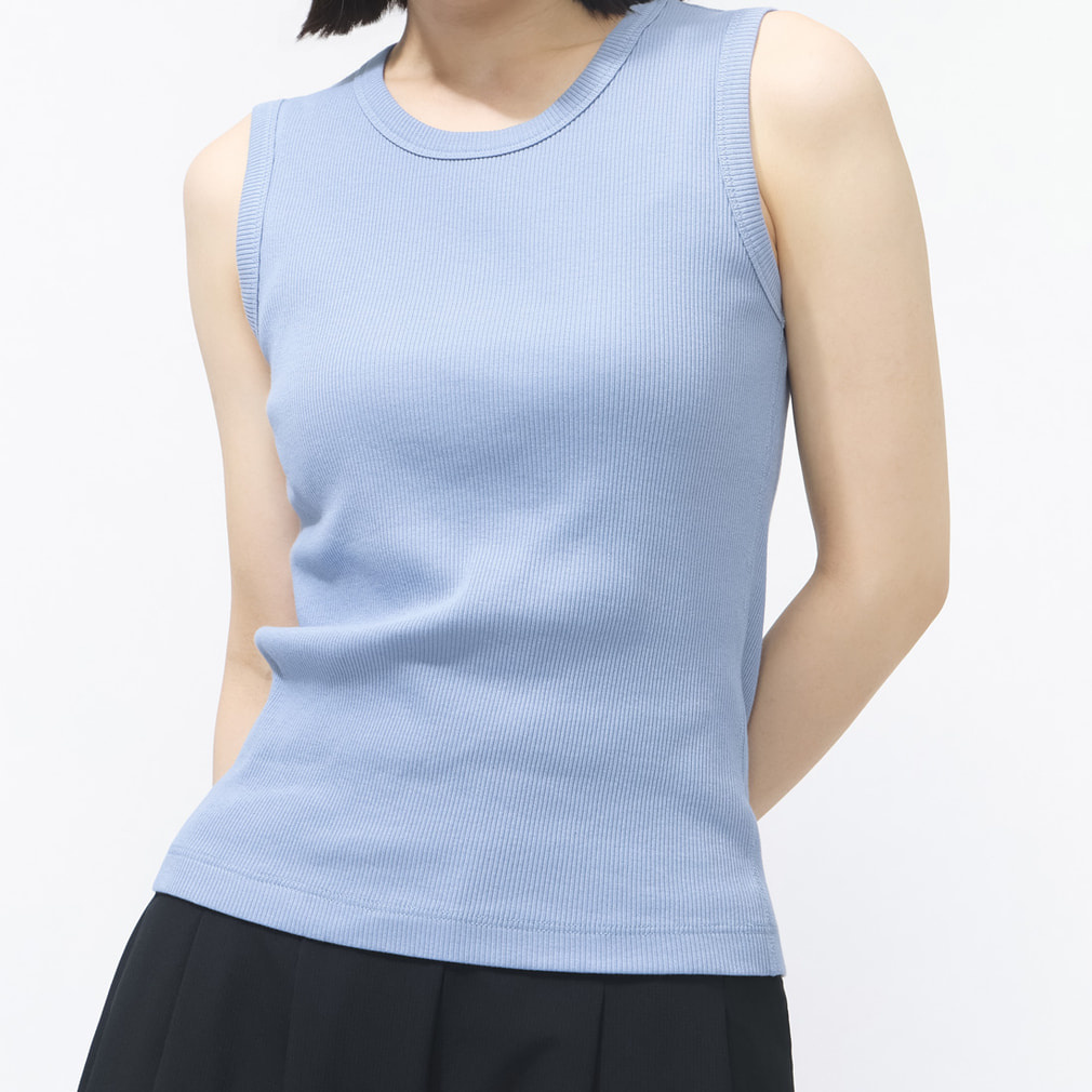 UVカットリブタンクトップ(グレイシュブルー-S)