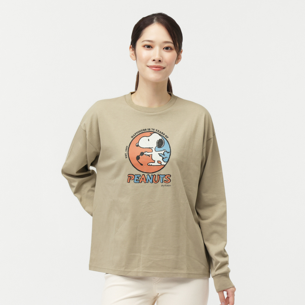 ピーナッツ スヌーピー レディース 長袖 Tシャツ コットンロングTシャツ スヌーピー PEANUT75周年 TRPN-9C22565TL スポーツウェア PEANUTS SNOOPY