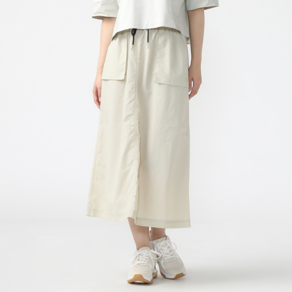 ナイロンロングスカート(ベージュ-S)