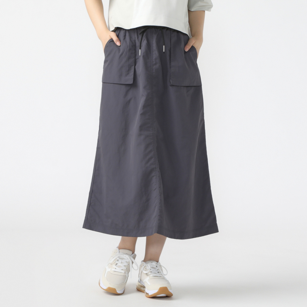 ナイロンロングスカート(チャコールグレー-S)