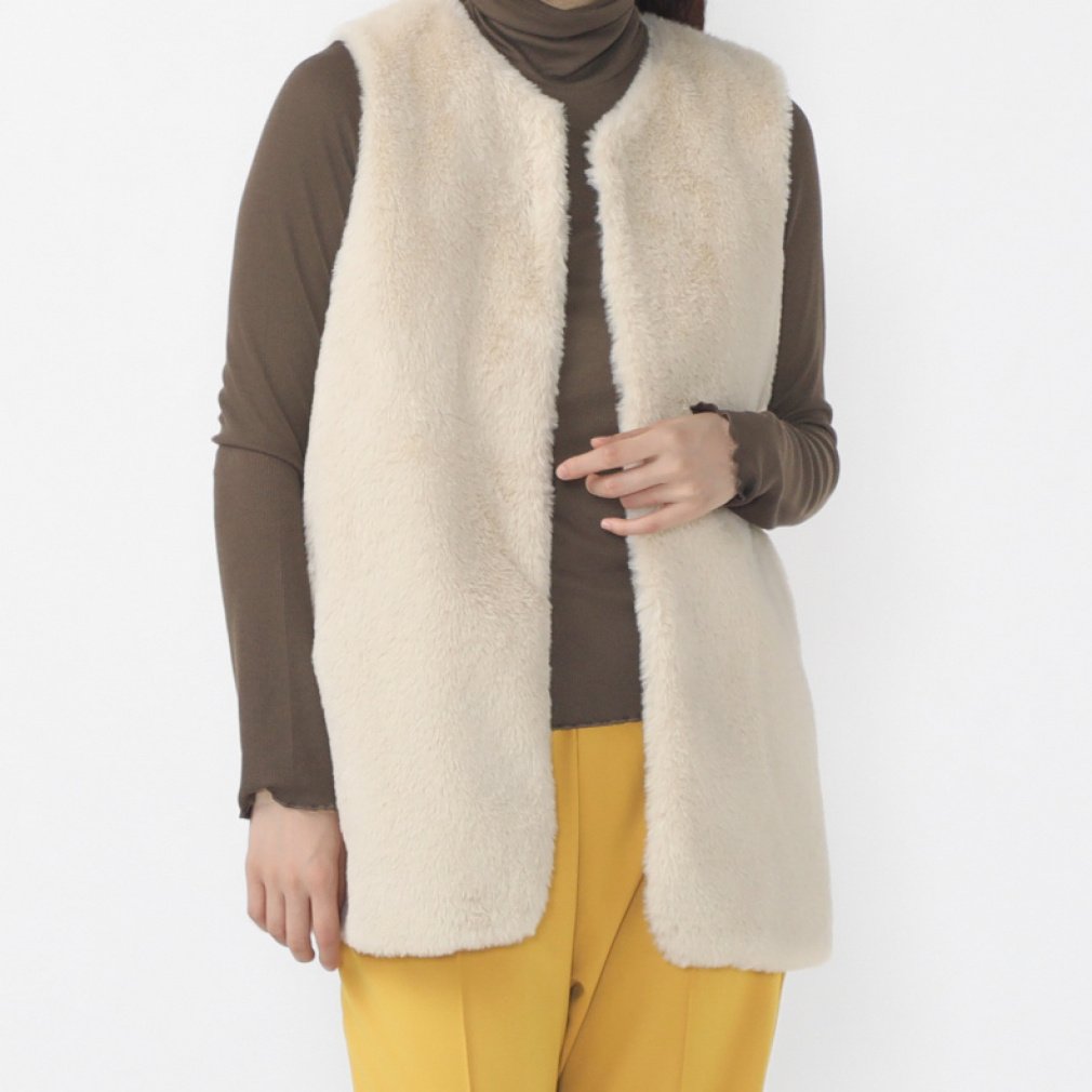 ファーフリースベスト(オフホワイト-S)