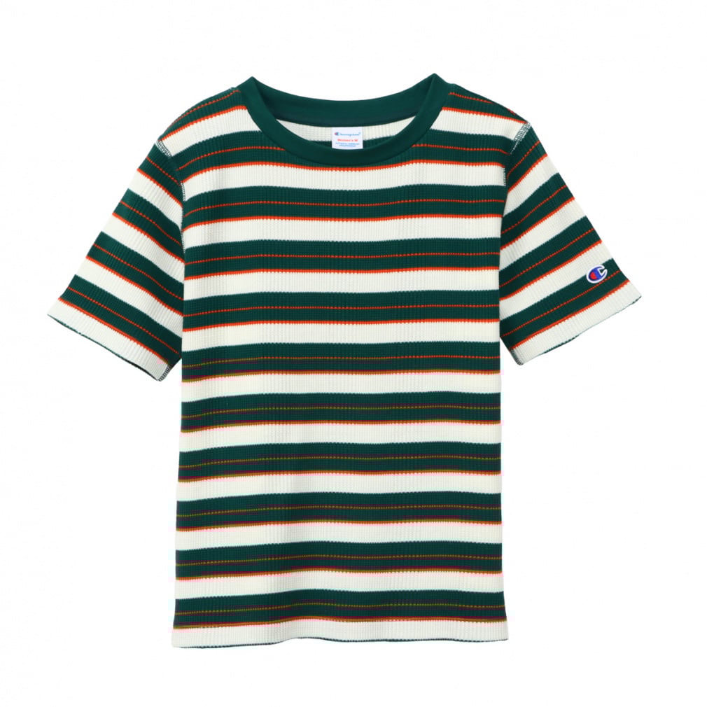 BORDER SHORT SLEEVE T-SHIRT(ディープグリン×オフホワイト-M)