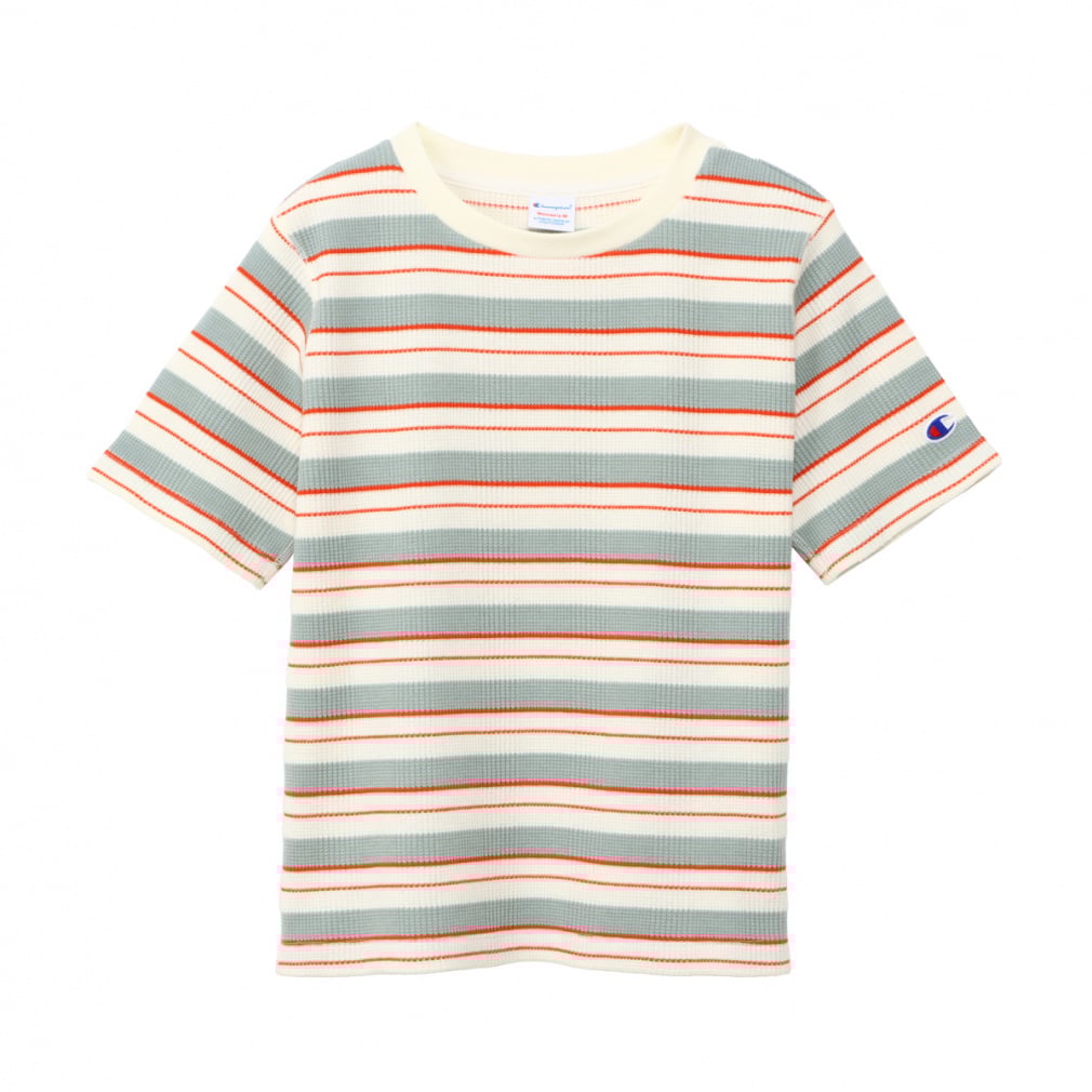 BORDER SHORT SLEEVE T-SHIRT(オフホワイト×ライトグレー-M)