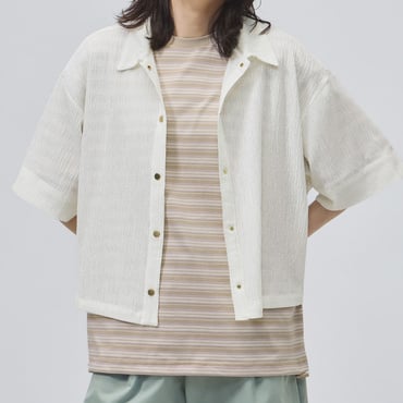 SOFTLUX シアー ルーズフィット 襟付き 半袖シャツ