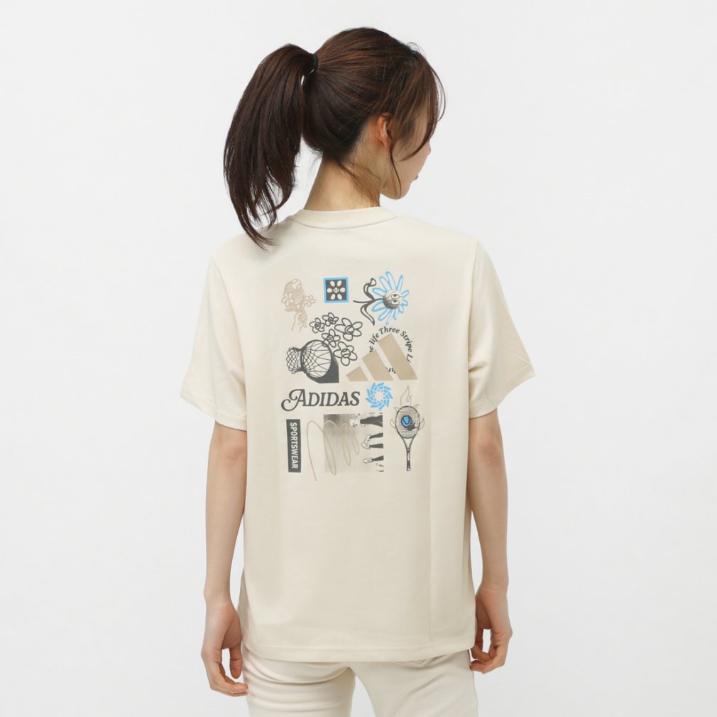アルペン限定 W PHOTO バック グラフィックTシャツ AP(ベージュ-S　レディス)