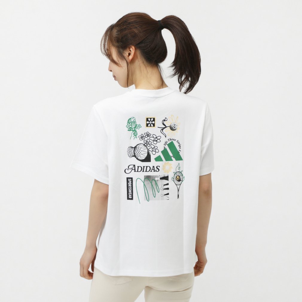 アルペン限定 W PHOTO バック グラフィックTシャツ AP(ホワイト-S　レディス)