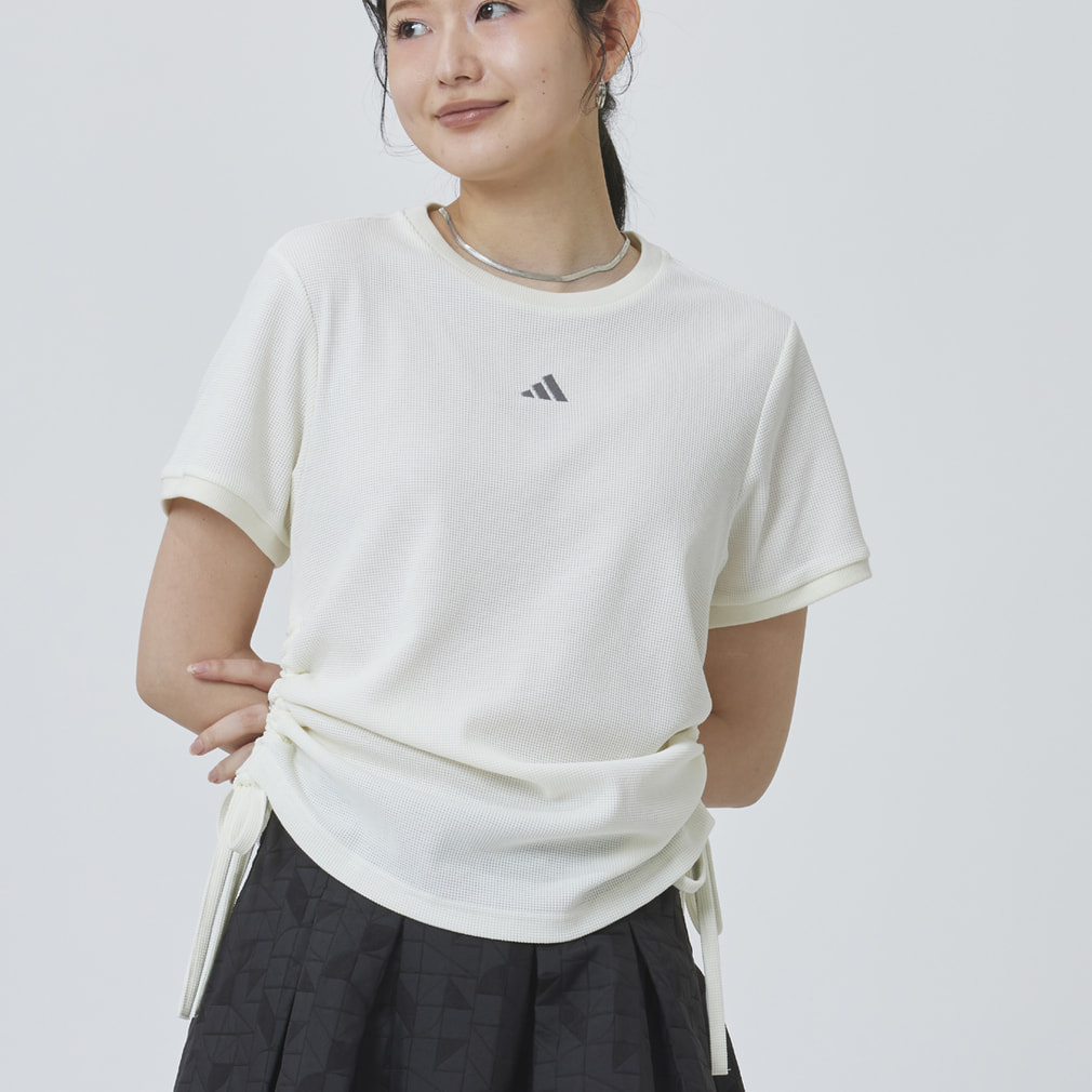 アルペン ワッフル サイドギャザー 半袖Tシャツ(オフホワイト-S)