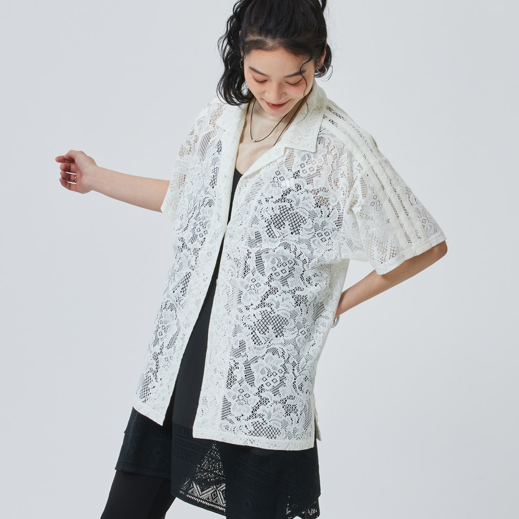 PRISM COLLECTION レース半袖シャツ(オフホワイト-S)