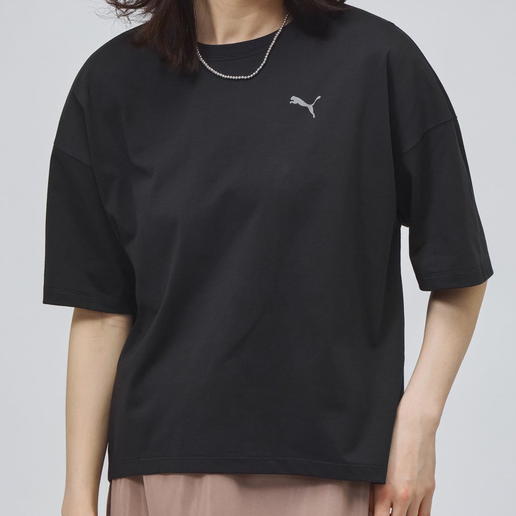 ESS ELEVATED クール コクーン SS Tシャツ(ブラック-S)