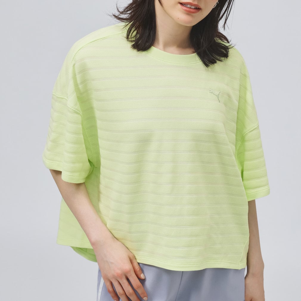 SHADOW BORDER Tシャツ(ペールグリーン-S)