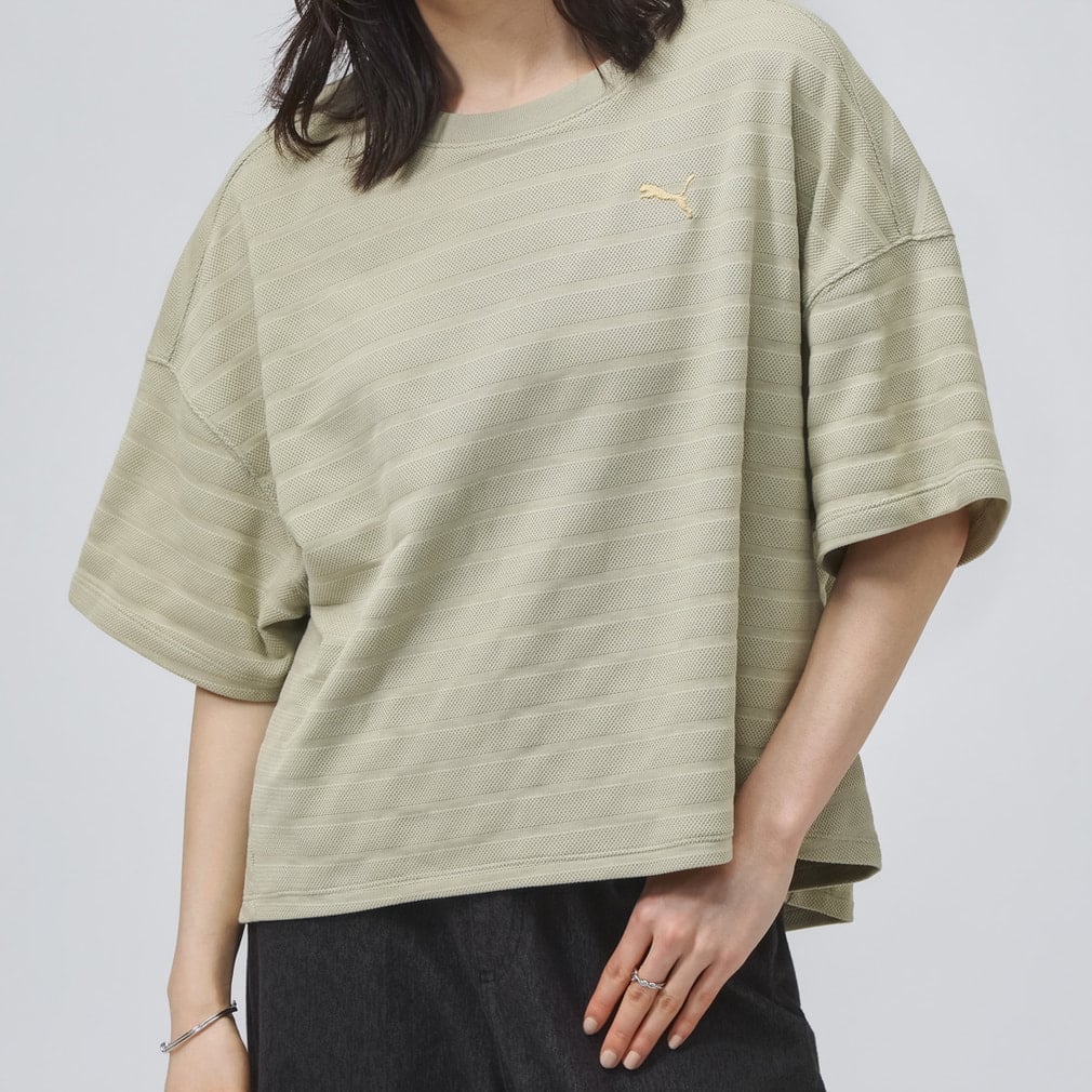 SHADOW BORDER Tシャツ(グレイシュクリーム-S)