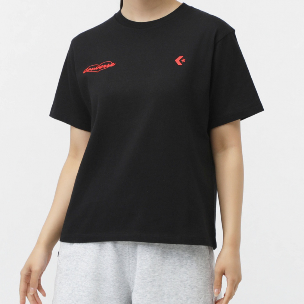 ハート PT S/S Tシャツ(ブラック-S)