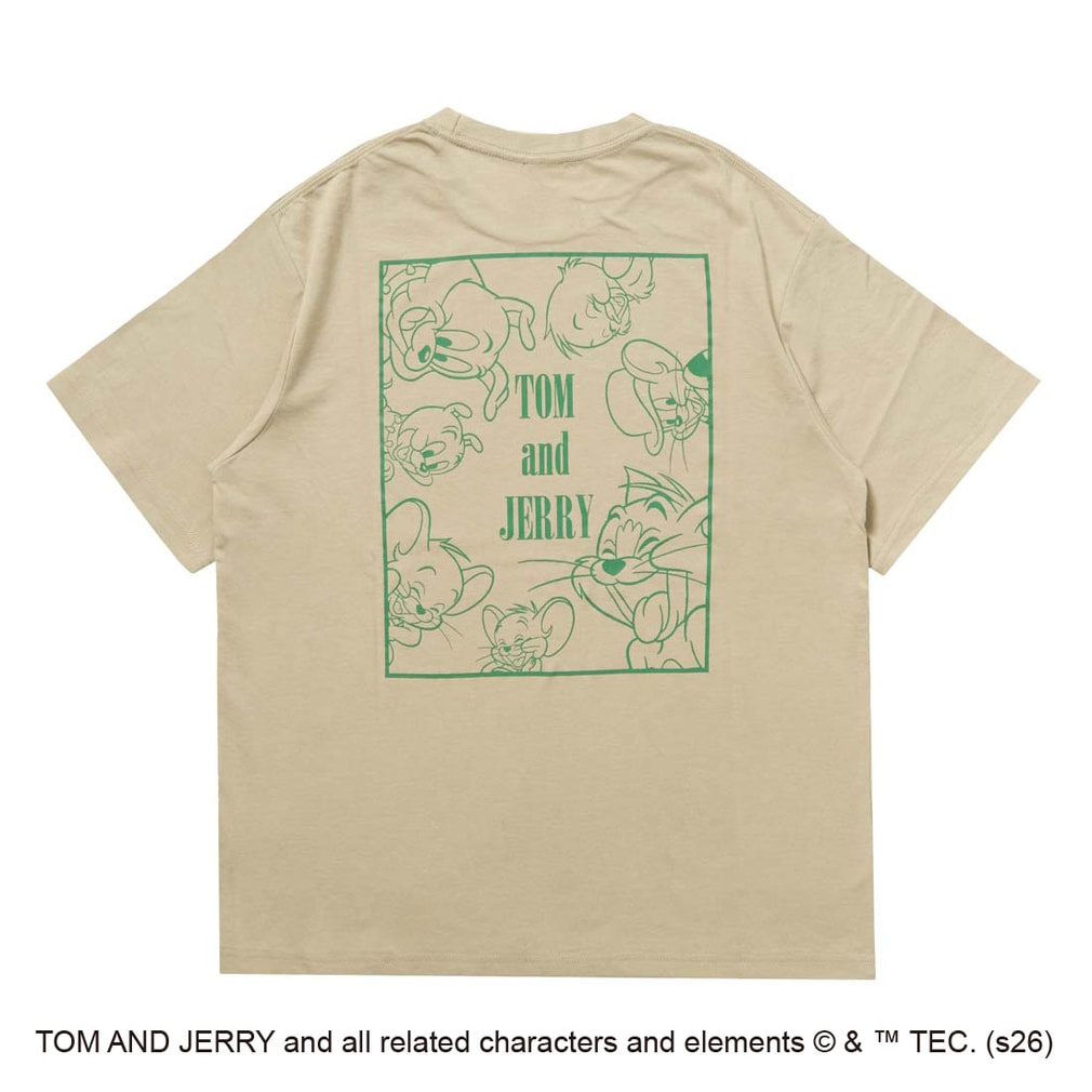 Tom and Jerry バックグラフィックTシャツ(集合)(サンド-S)