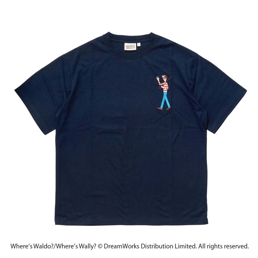 ウォーリーをさがせ！ フロントグラフィックTシャツ(ウォーリー・ウーフ)(ネイビー-S)