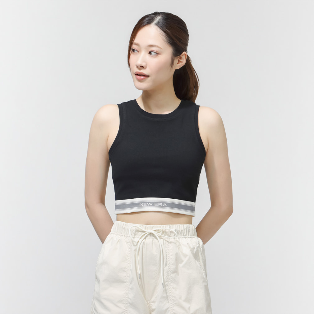 ニューエラ レディース ノースリーブ シャツ WS RIB CROPPED TANK BLK
