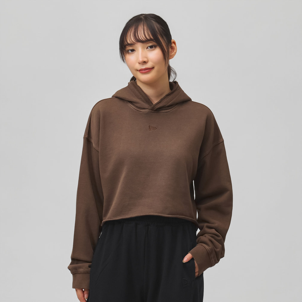 フード付きブラウン ASEEDONCLOUD■最終価格 ニューエラ レディース スウェット パーカー WS CR SW CUT OFF HOODIE