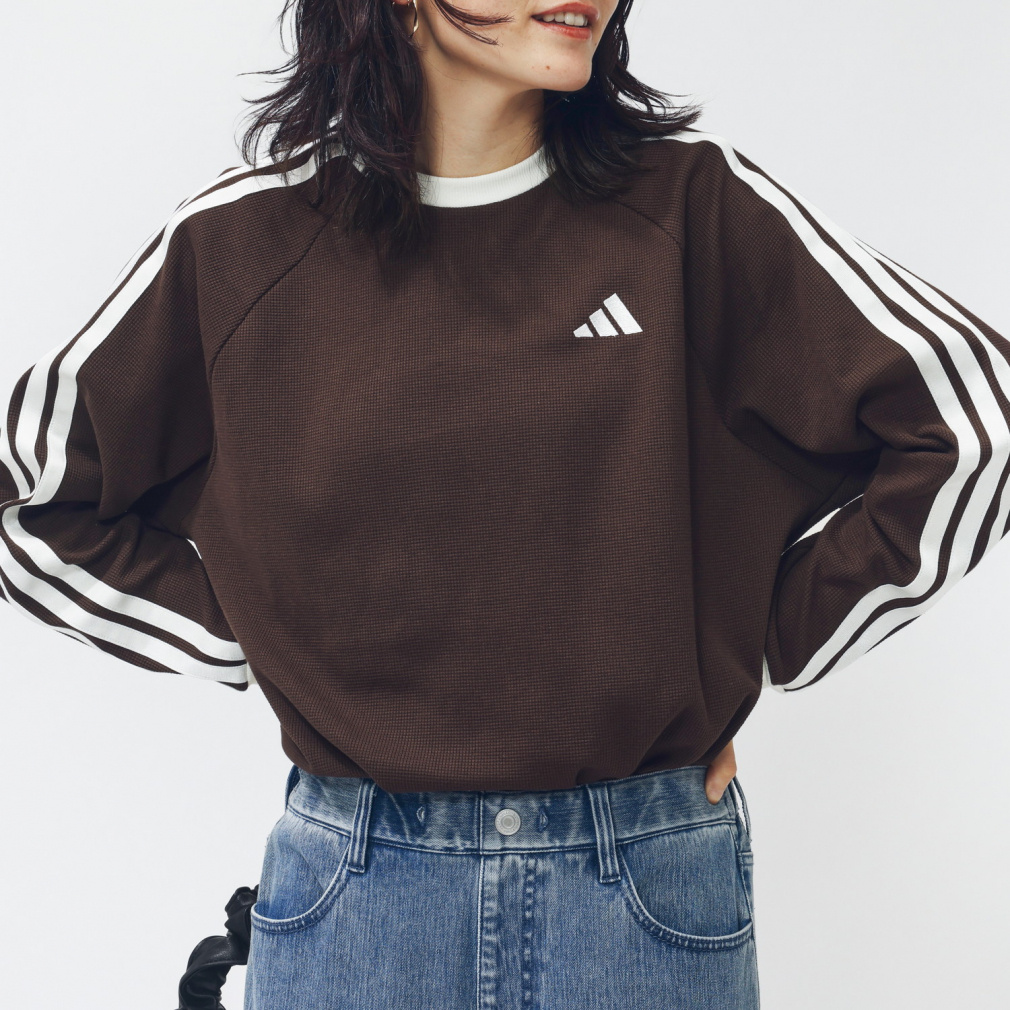 アディダス レディース 長袖 Tシャツ ワッフル スリーストライプス