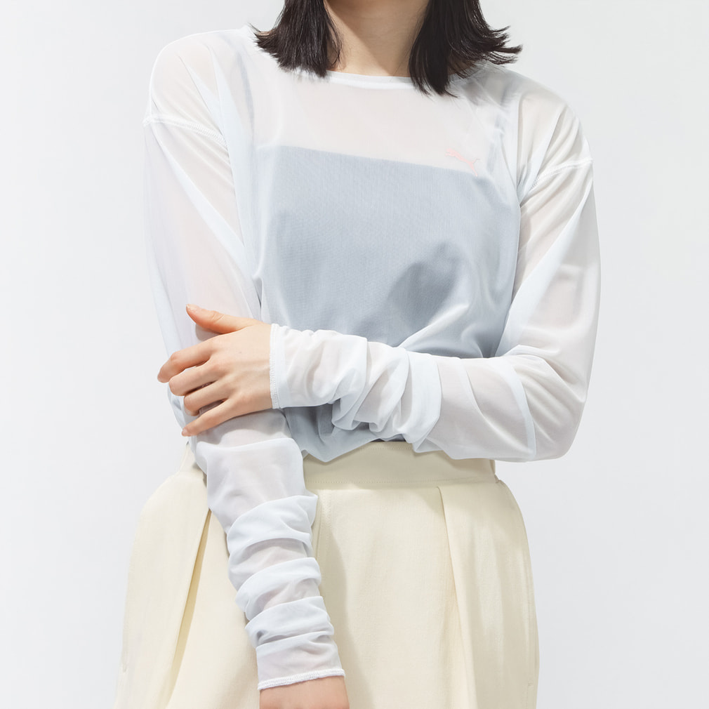 ESS ELEVATED LS シアー Tシャツ(ペールブルー-M)