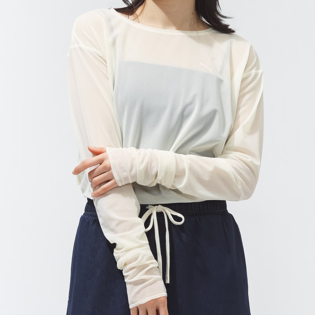 ESS ELEVATED LS シアー Tシャツ(クリーム-S)