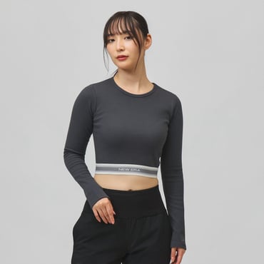 WS LS CROPPED RIB TEE JAQ TAPE GRA