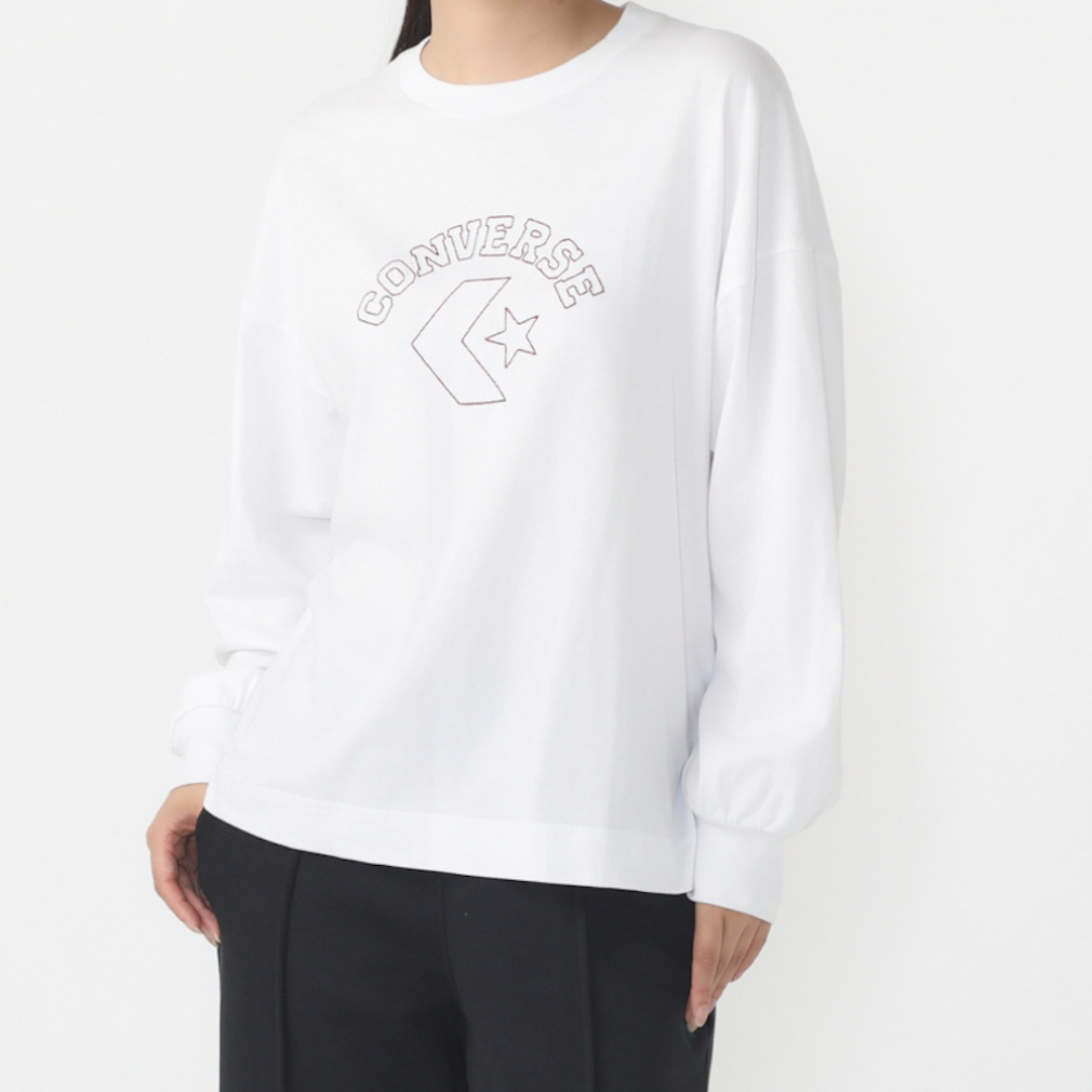 コンバース レディース 長袖 Tシャツ ステッチ ロゴ ロングスリーブ 4530005 スポーツウェア Converse