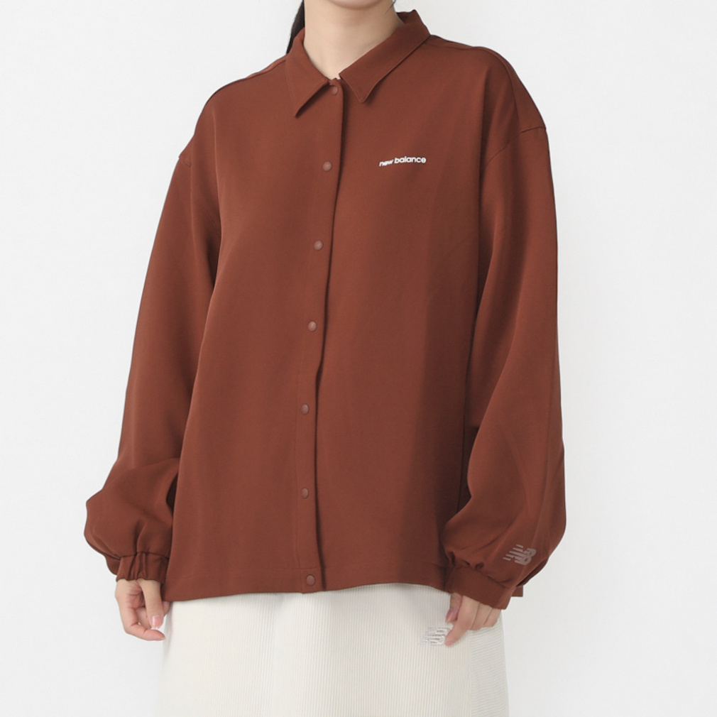 THE CITY ロングスリーブウーブンシャツ(ボルドー-M)