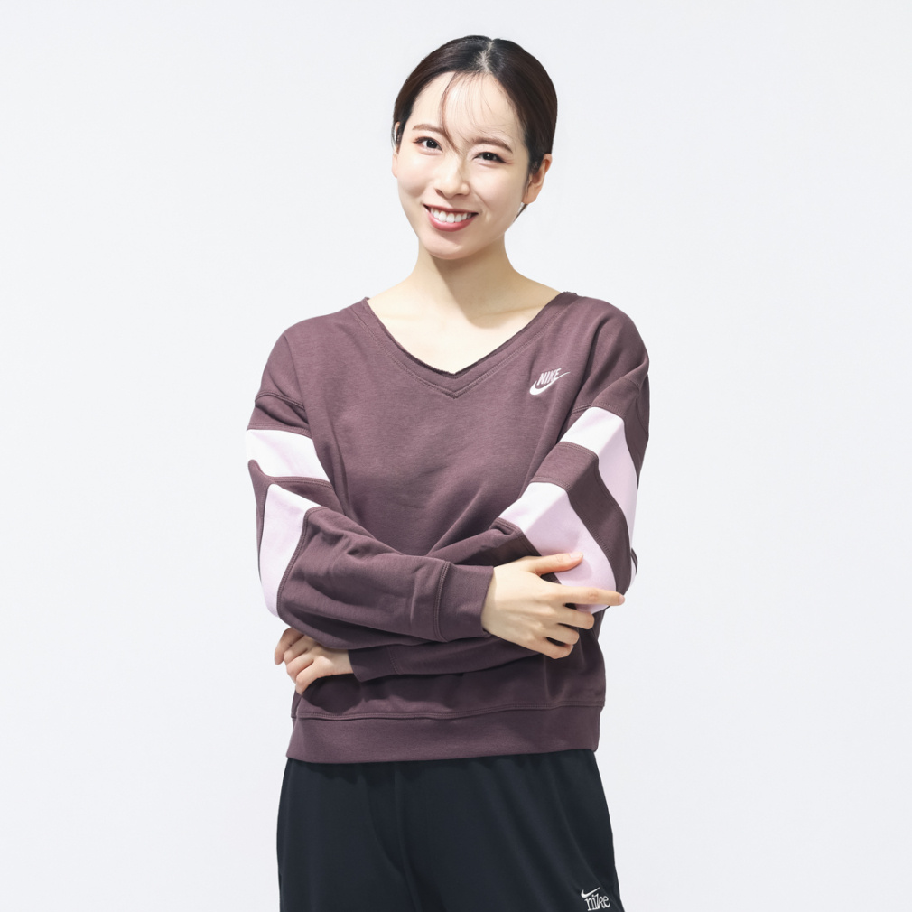 ウィメンズ NSW クラブ フリース VNECK L/S クルー(レッドパープル-S)