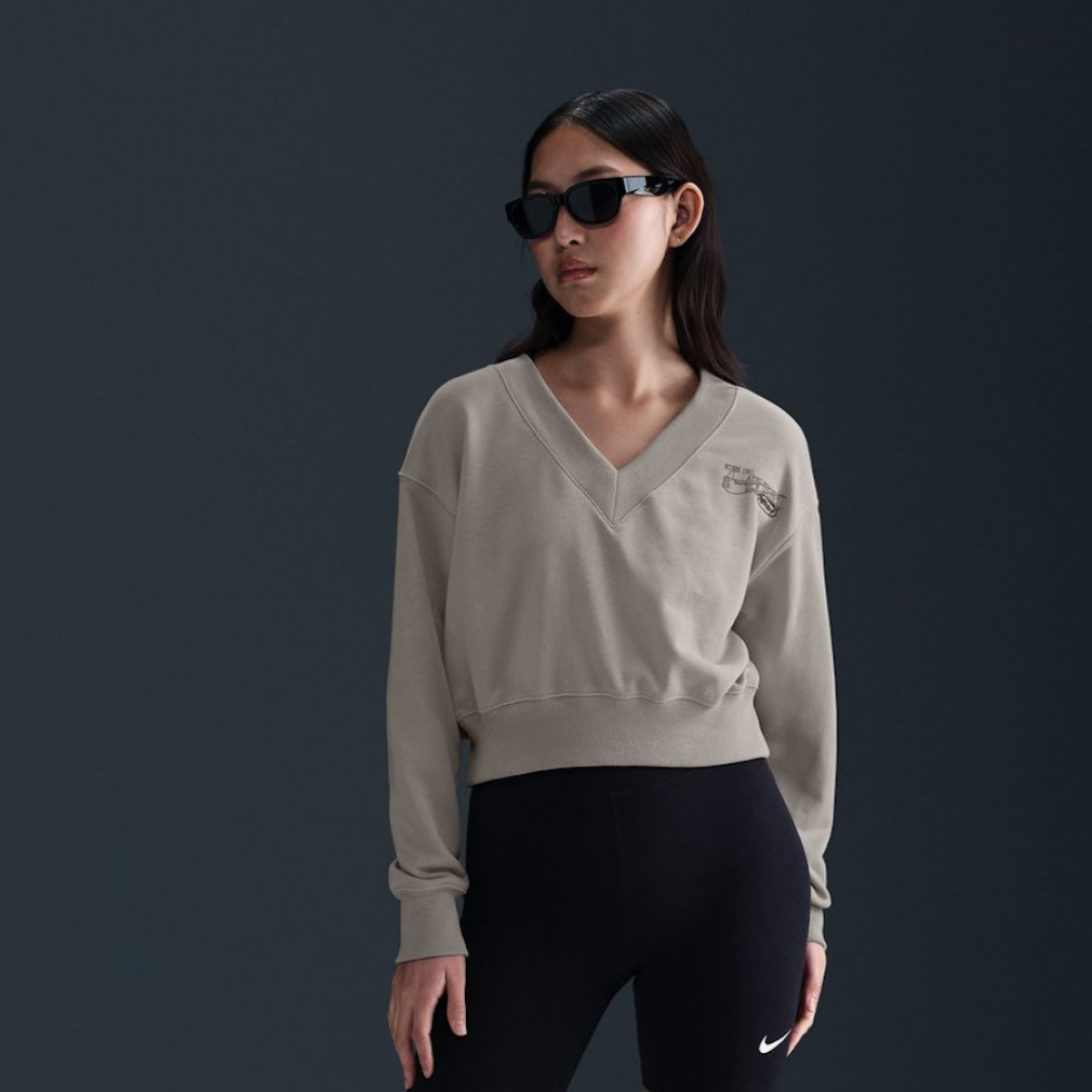 トレーナー スウェット ナイキ NIKE ナイキ  NSW PHNX FLC CROP VNECK L/S トップ レディース ウィメンズ NSW PHNX FLC CROP VNECK L/S トップ｜Alpen Online