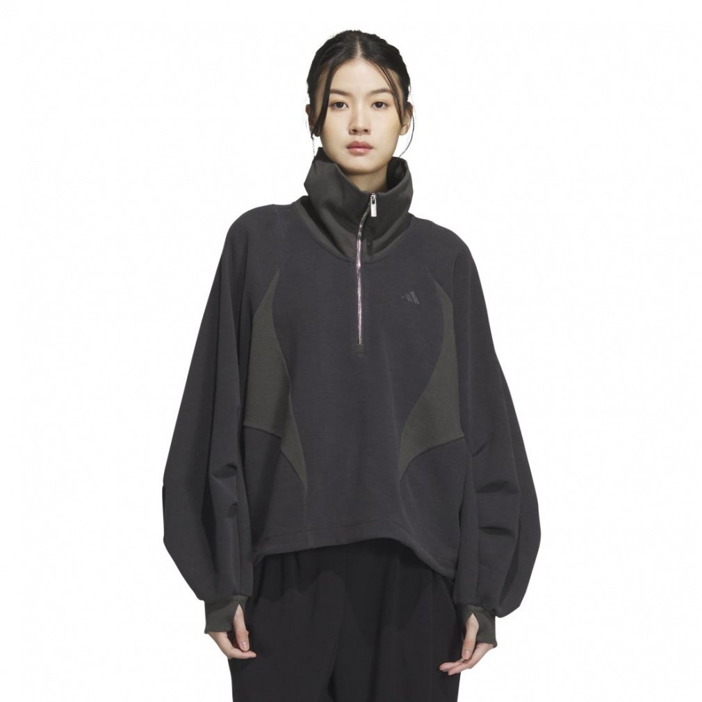 アディダス レディース スウェット トレーナー Luxflow アクティブ ルーズフィット スペーサー ハーフジップ プルオーバー E0143 KA0890 KA0889 KA0891 adidas