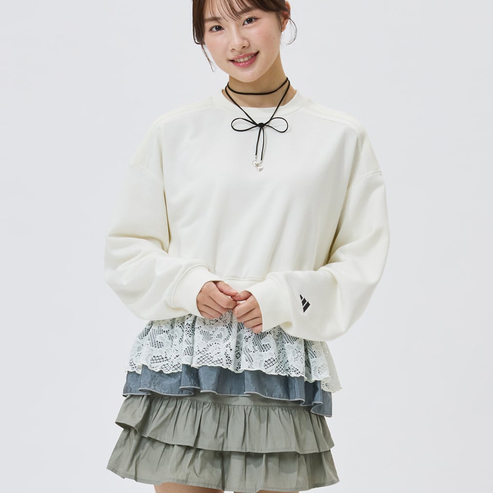 JUMELLE フリル付きトレーナー ホワイト アディダス レディース スウェット トレーナー PRISM COLLECTION