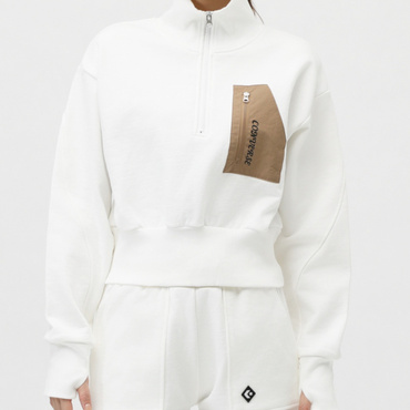 HW スウェット ハーフジップ(ホワイト-S)