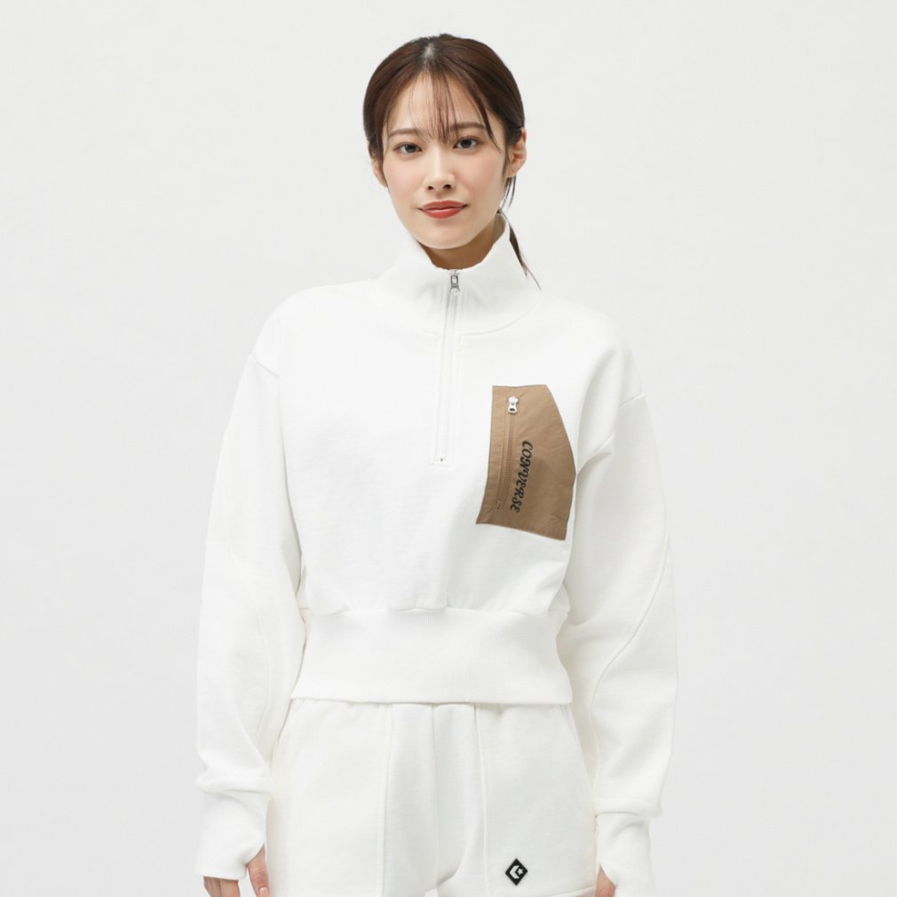 コンバース レディース スウェット トレーナー HW スウェット ハーフジップ 4220010 0 スポーツウェア : ホワイト Converse