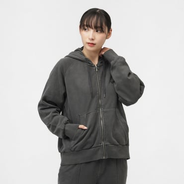 WS SWEAT FZ HOODIE GARMENT DYE CHA